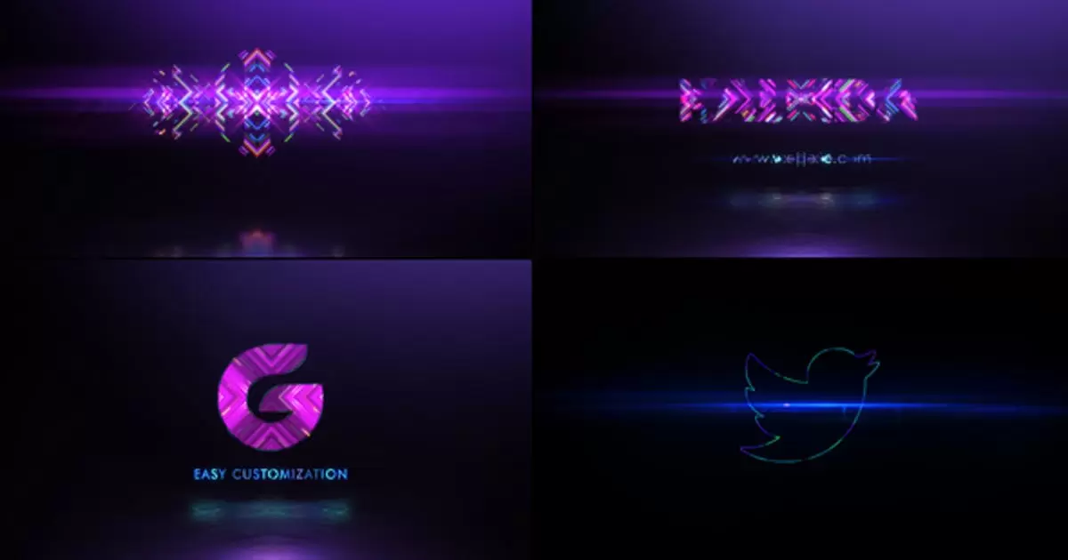 霓虹灯Kaleida标志揭示AE视频模版Neon Kaleida Logo Reveal插图