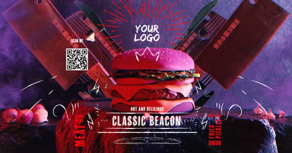 快餐标志logo揭晓AE视频模版Fast Food Logo Reveal插图