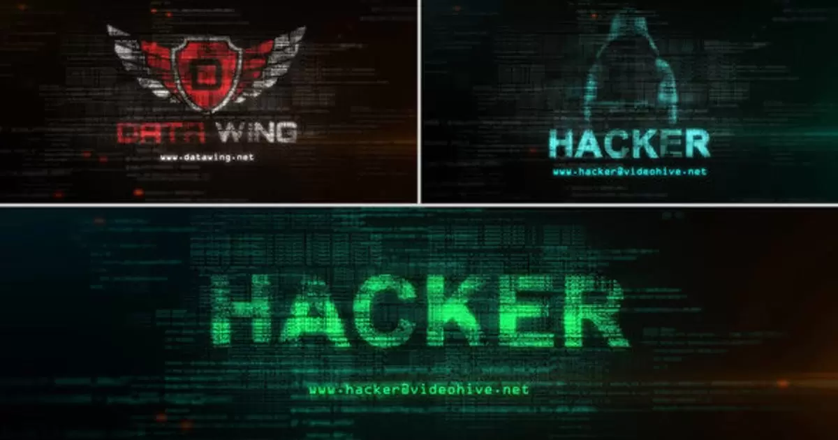 黑客帝国高科技信息网络logoLOGO标志揭示AE视频模版Hacker Logo Reveal插图