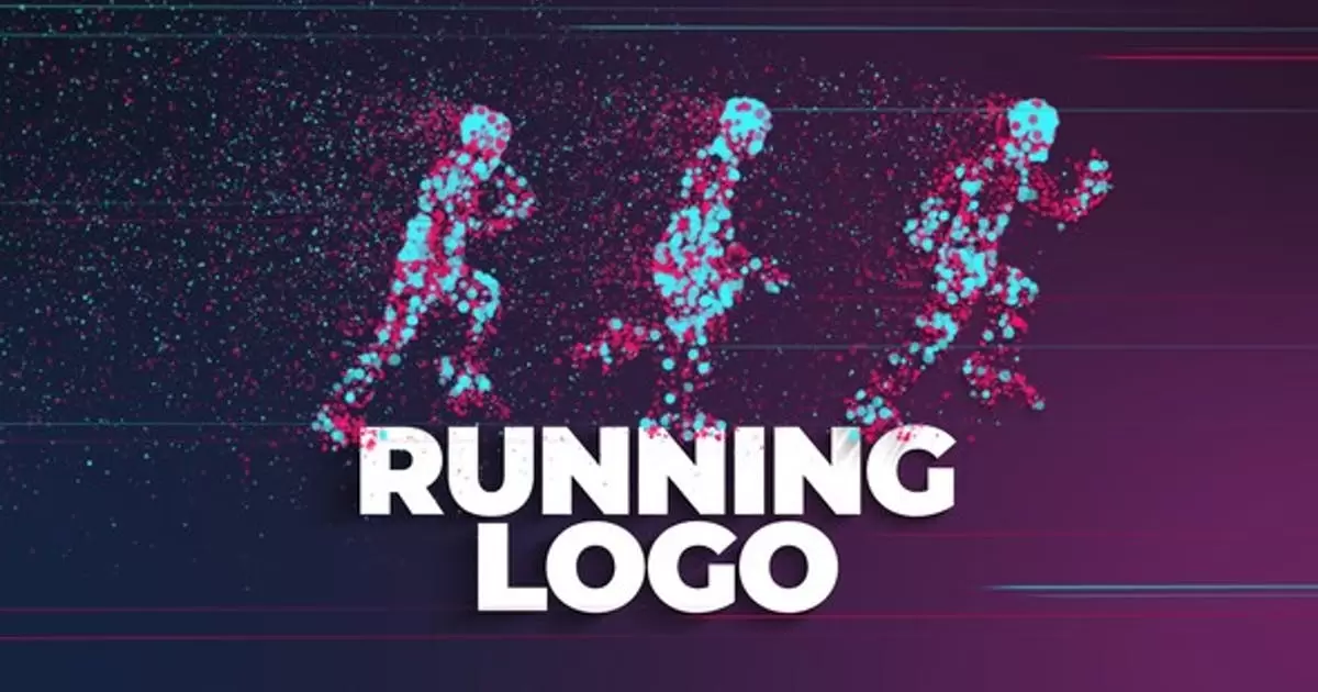 带颗粒的跑步运动logo标志AE视频模版Running Sport Logo With Particles插图