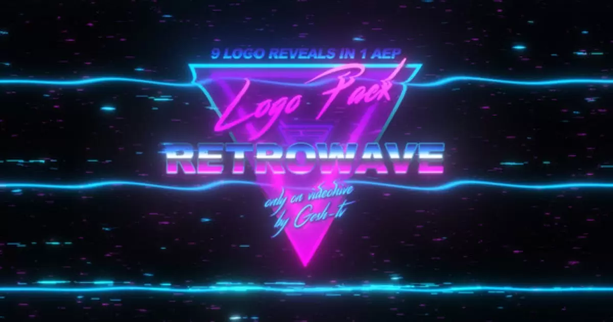 Retrowave赛博朋克紫色logoLOGO标志AE视频模版Retrowave Logo插图
