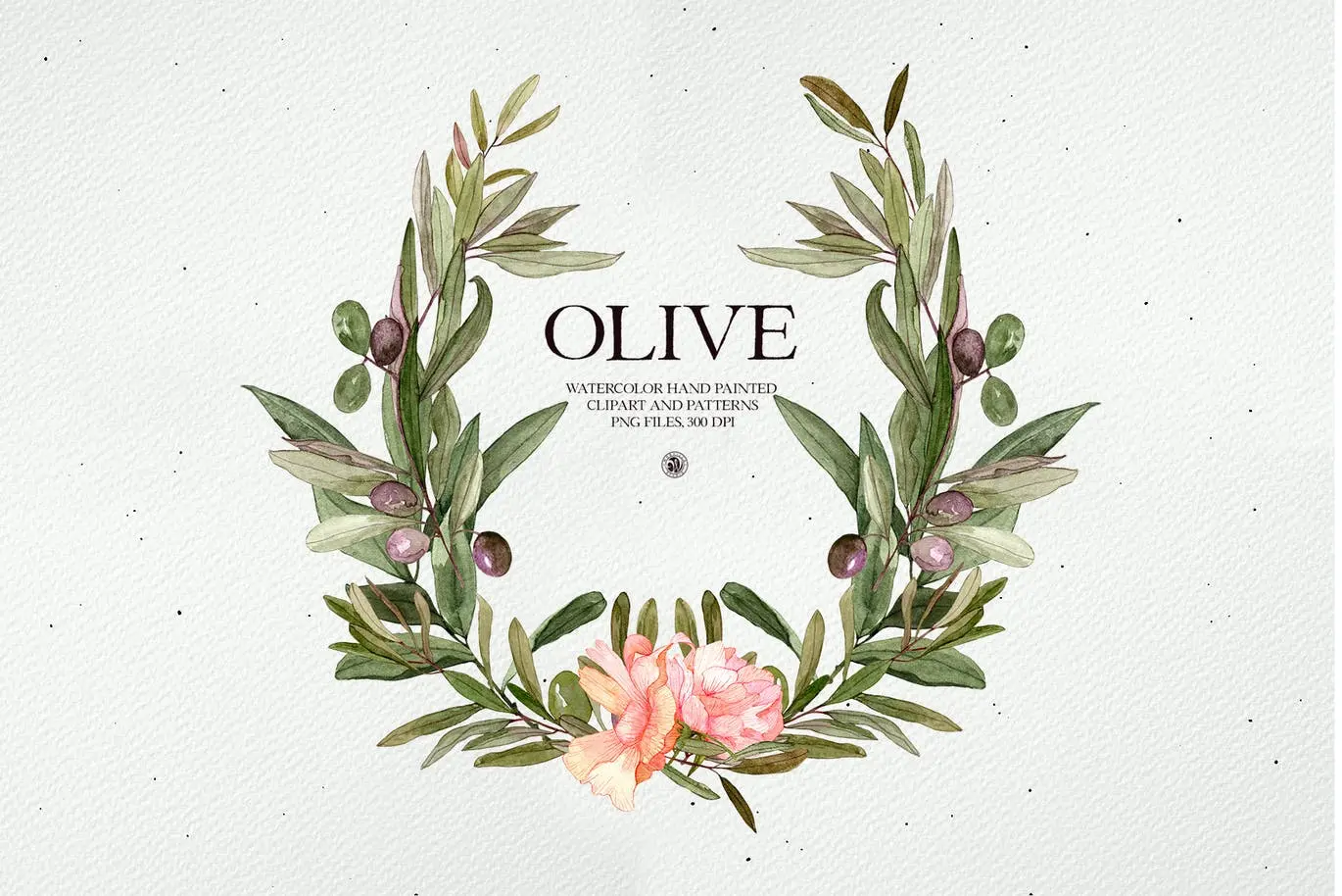 高端时尚优雅手绘水彩风格橄榄背景底纹纹理集合插图1