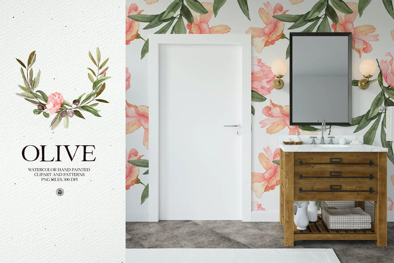 高端时尚优雅手绘水彩风格橄榄背景底纹纹理集合插图7