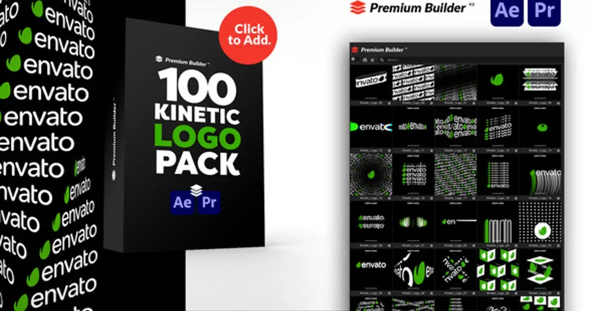 100组动态标志特效合集包装logo动画AE视频模版Kinetic Logo Pack插图