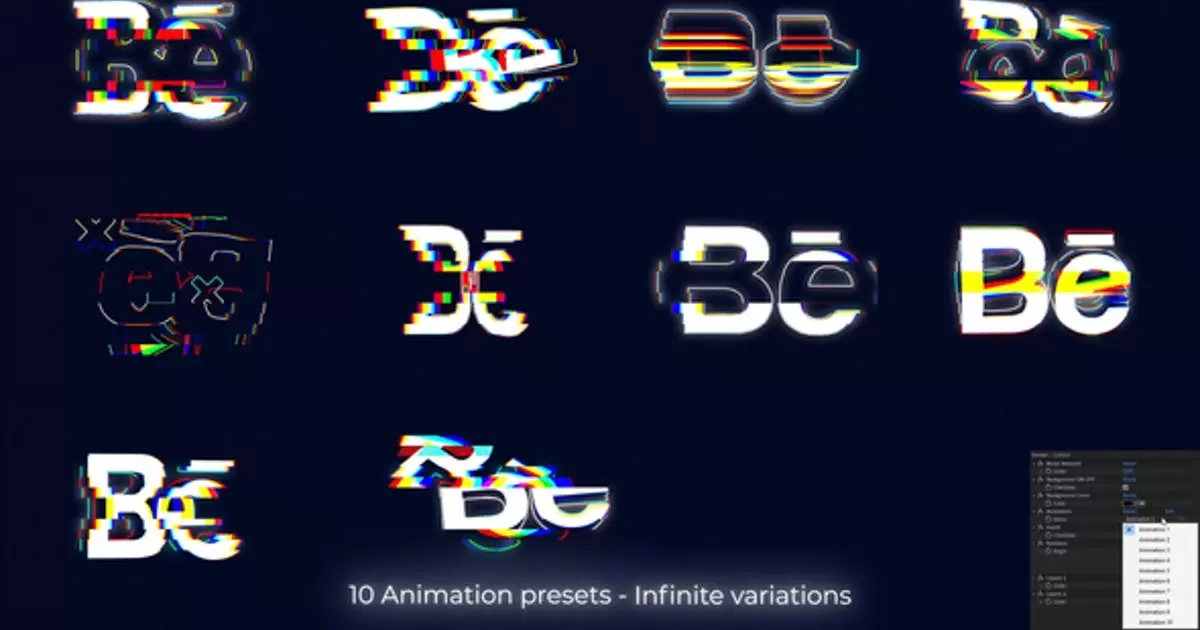 简单的抽象艺术毛刺抖动标志AE视频模版Minimal Glitch Logo