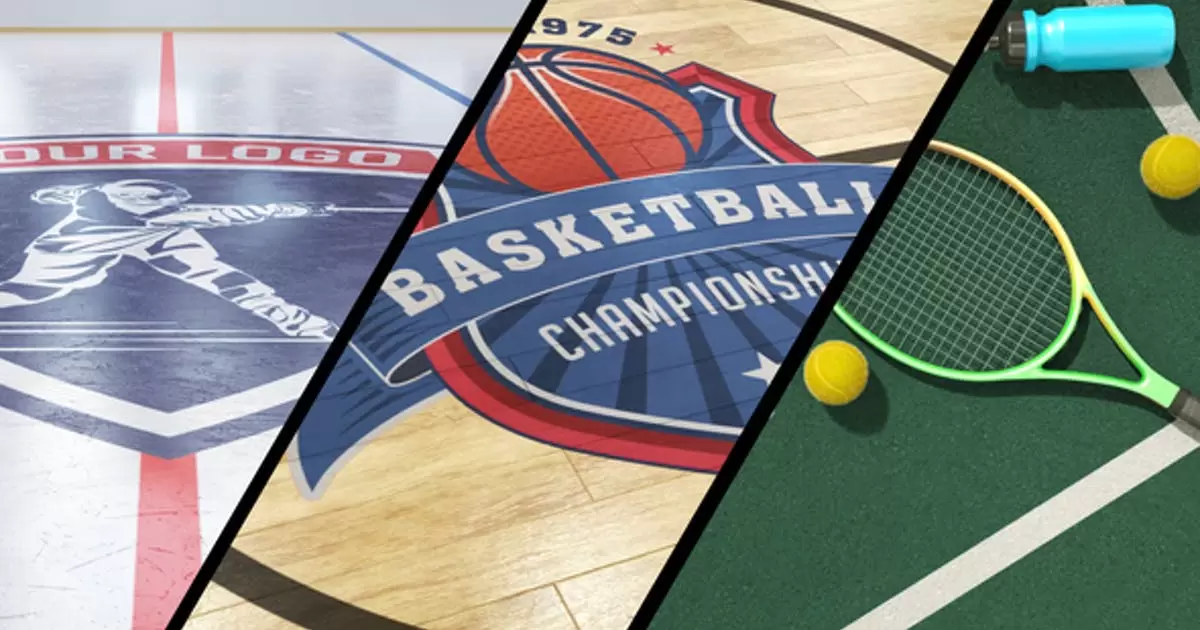 运动篮球网球曲棍球logo标志介绍AE视频模版Sport Pack Logo Intro插图