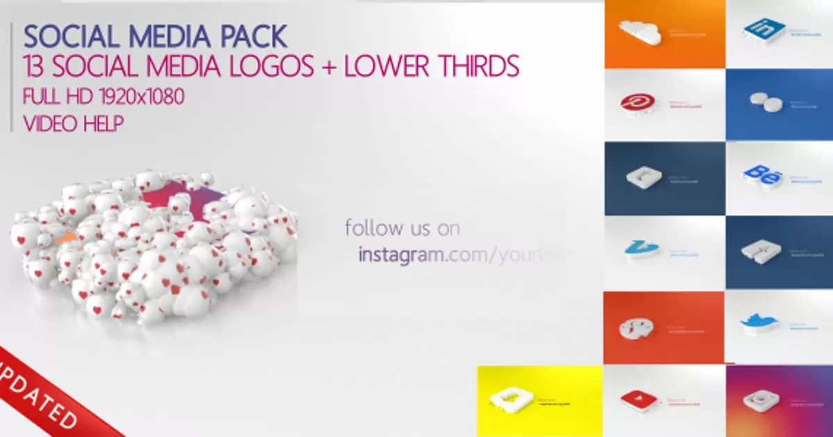 社交媒体的logo标志设计动画AE视频模版Social Media Pack