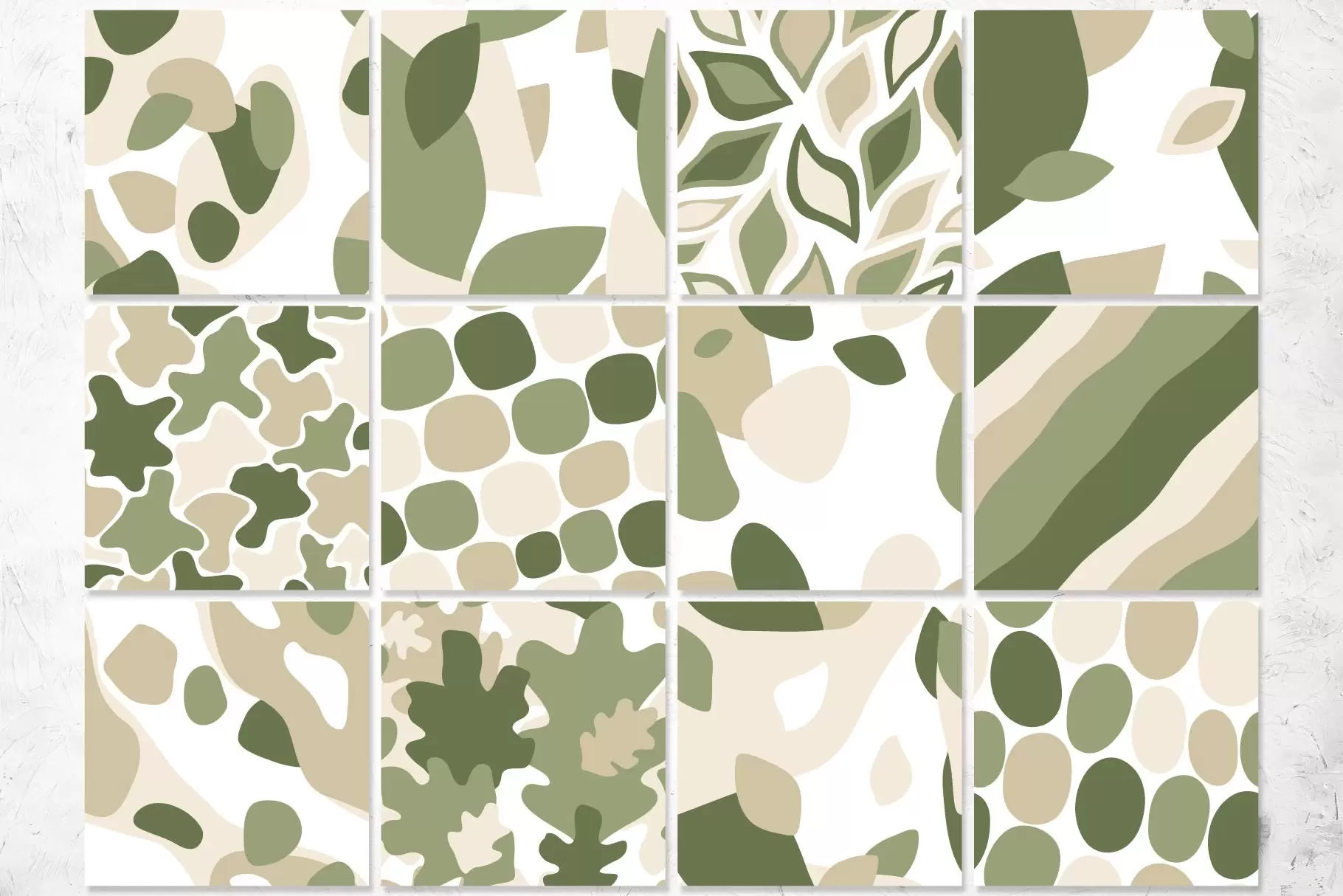12款绿色抽象形状无缝图案背景素材插图1