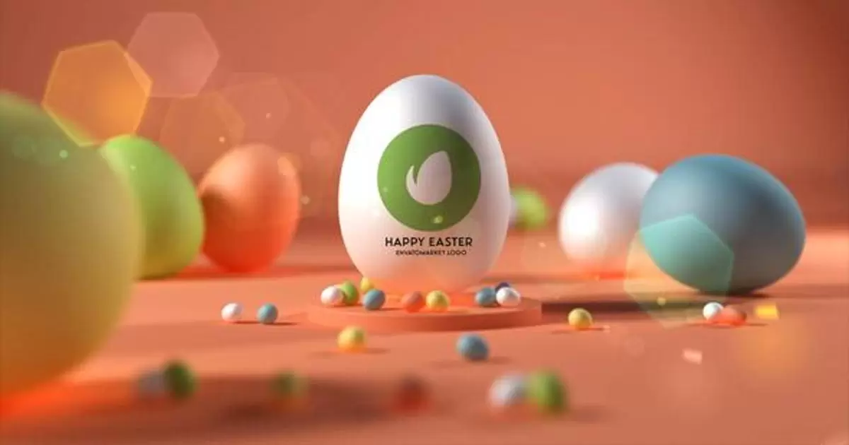 复活节彩蛋创意快乐片头logo标志AE视频模版Happy Easter插图