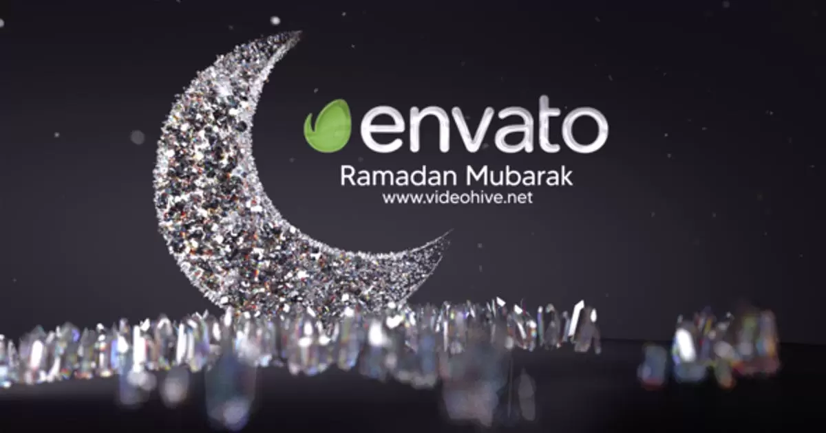 水晶钻石斋月logo标志揭示AE视频模版Crystal Ramadan logo reveal插图