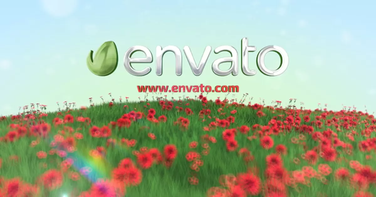 花田花海鲜花上的logo标志显露AE视频模版flower field logo reveal插图