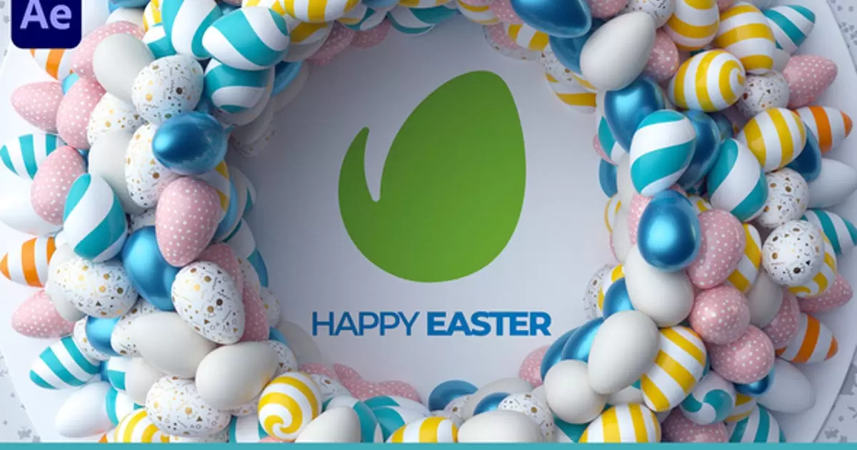 复活节彩蛋logo标志AE视频模版Easter Day Logo