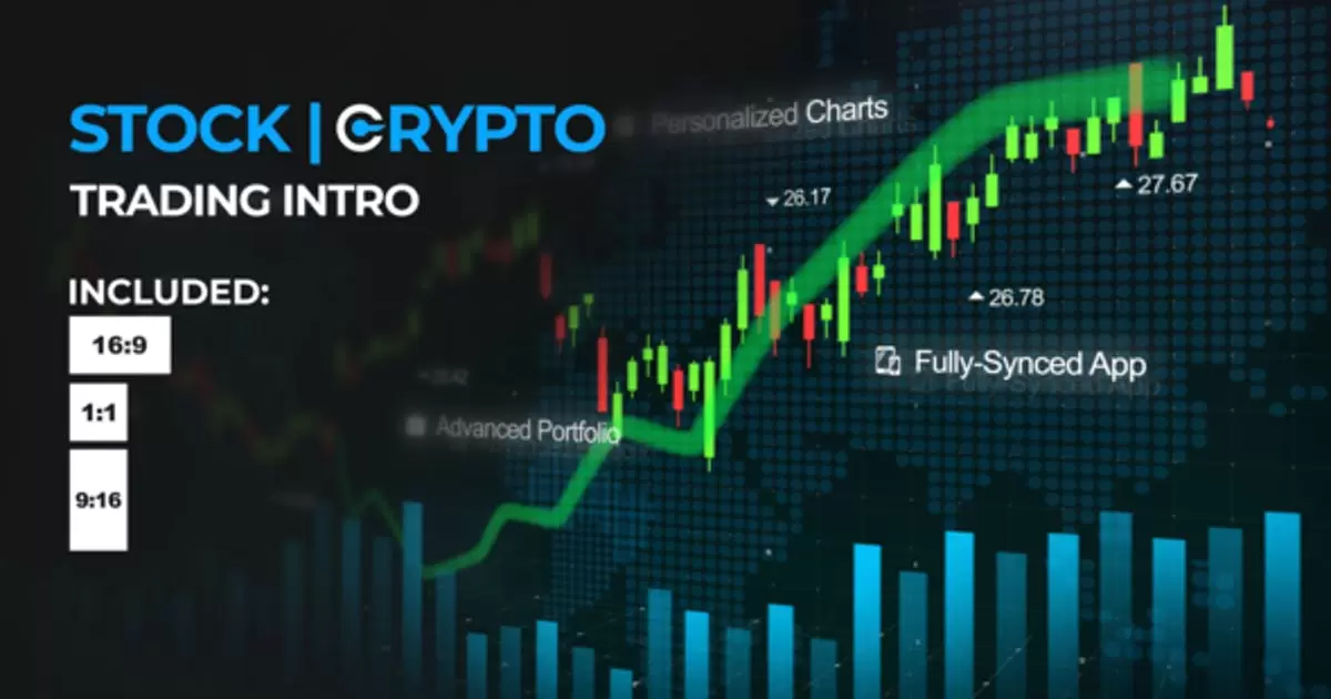 加密股票数字货币交易介绍片头AE视频模版Crypto, Stock Trading Intro