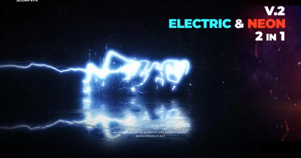 电流霓虹灯标志显示AE视频模版Electric and Neon Logo Reveal