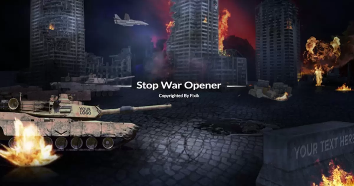 战争开始坦克枪火片头logo特效AE视频模版Stop War Opener | After Effects插图