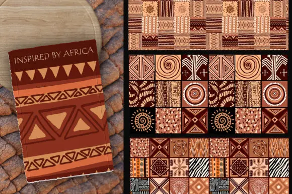 非洲民族图案和瓷砖图形背景素材插图