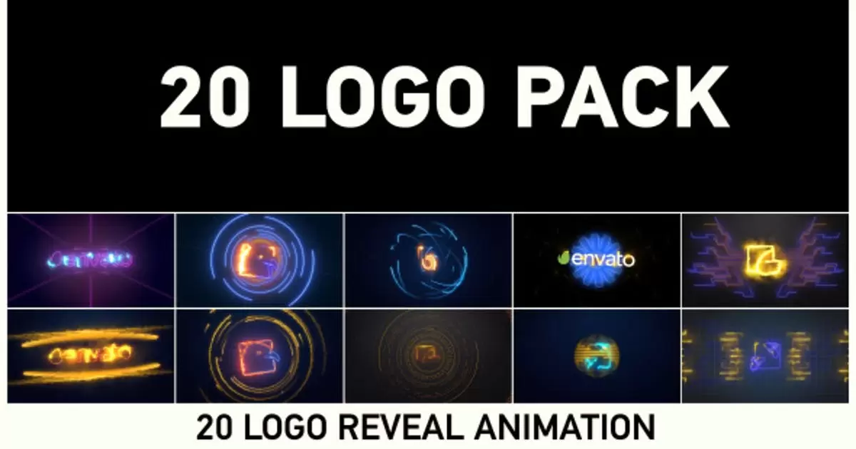 20个logo标志特效动画AE视频模版20 Logo Pack