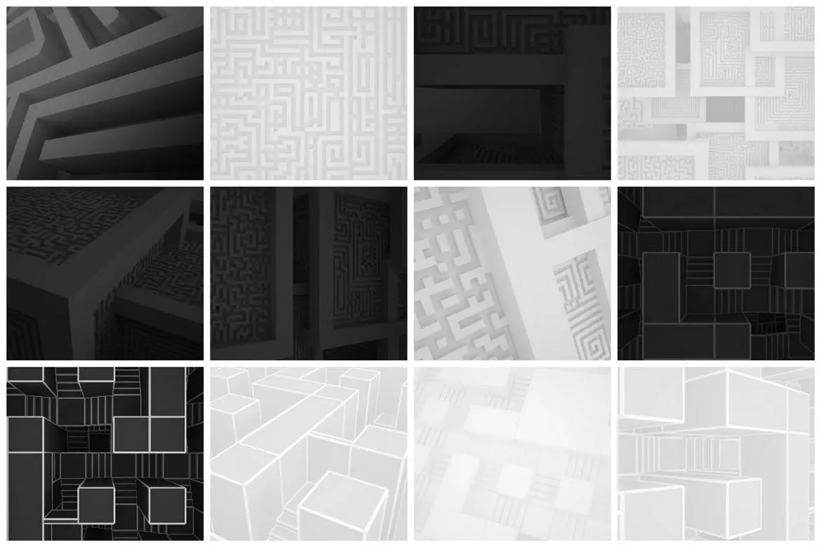 3D立体抽象迷宫背景底纹纹理集合插图1