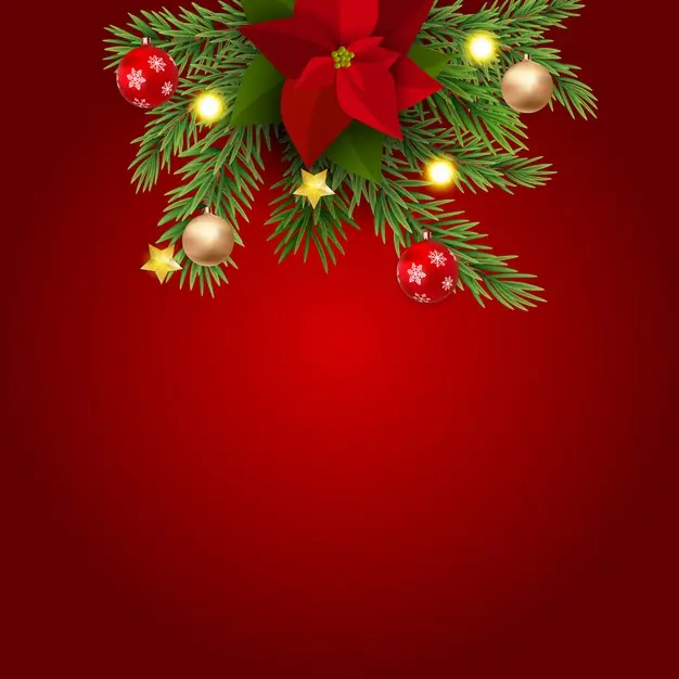 圣诞节与新年红色背景插图