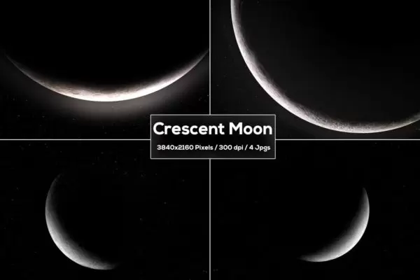 高品质的少见稀有新月月亮月牙宇宙星空背景底纹纹理集合免费下载