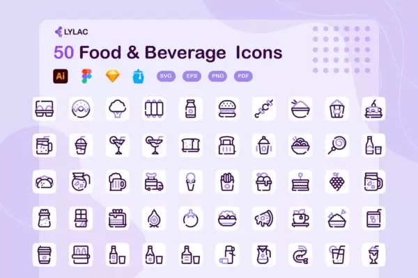 餐饮元素图标 (AI,EPS,FIG,JPG,PDF,PNG,SKETCH,SVG)免费下载