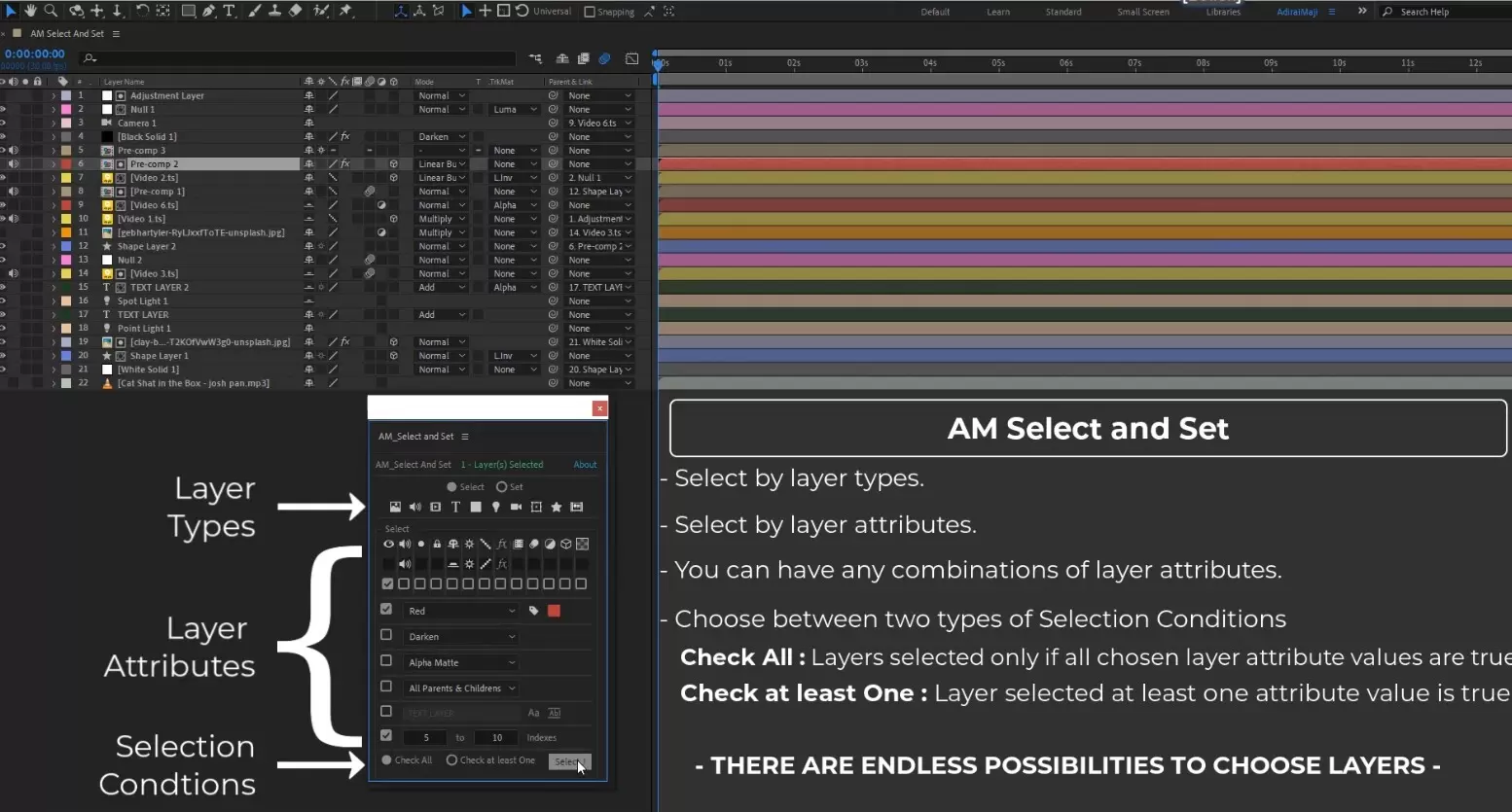 AE脚本-AM Select And Set(快速选择图层修改属性) v 1.0 英文版插图