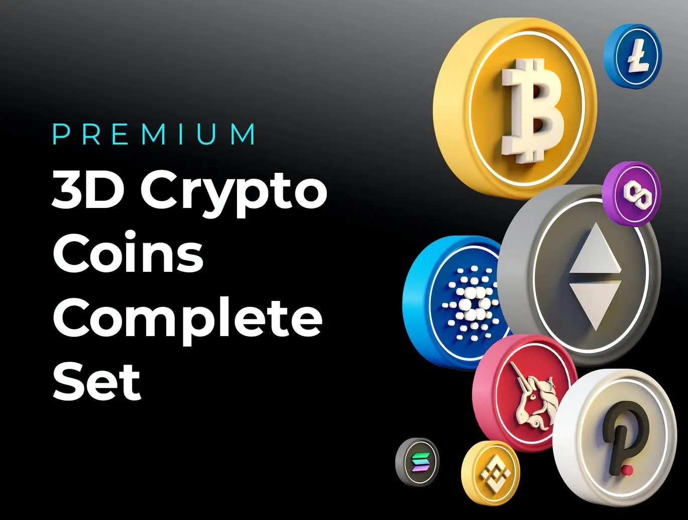 时尚高端3D立体硬币图标icon大集合插图1