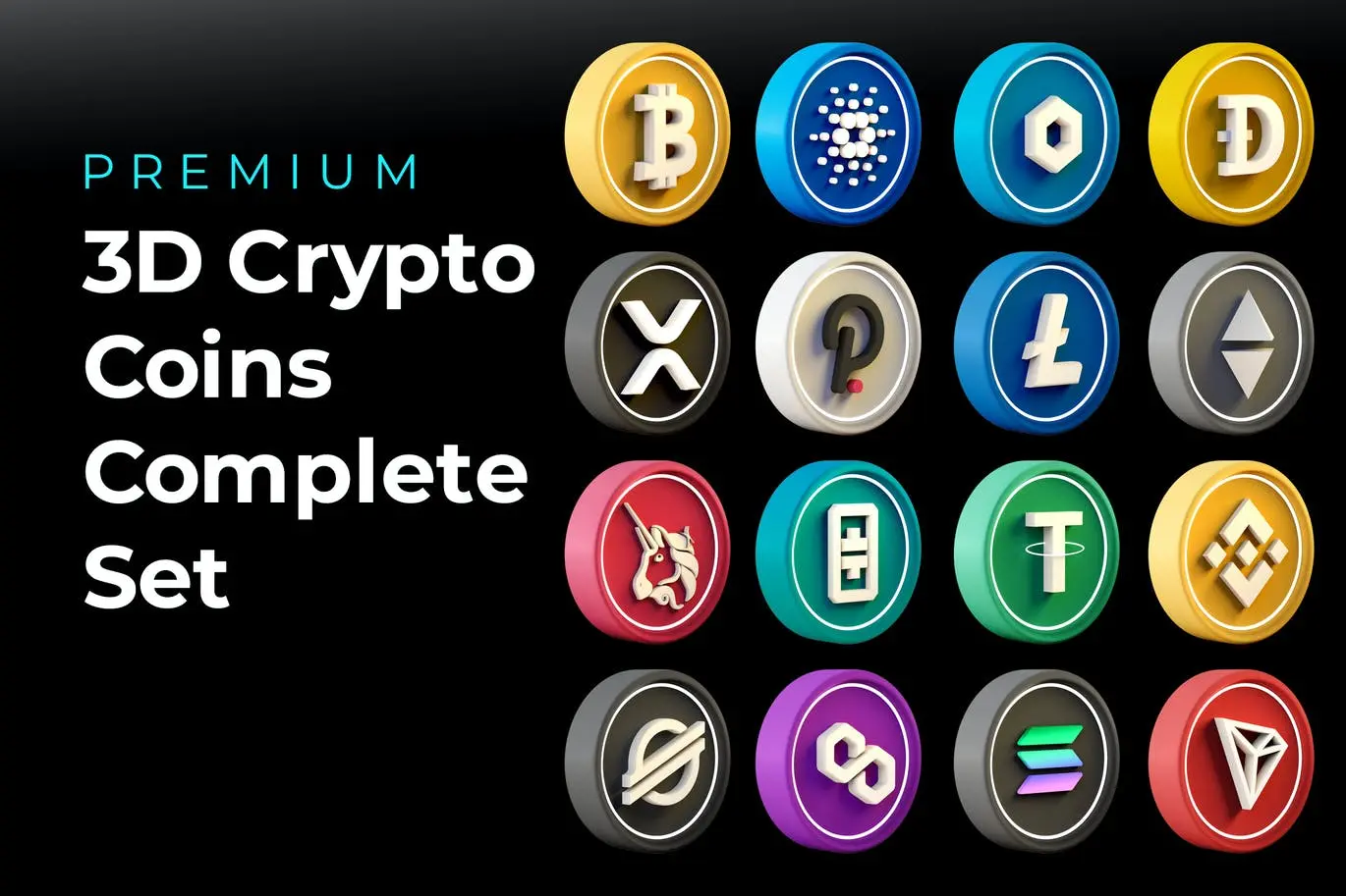 时尚高端3D立体硬币图标icon大集合插图