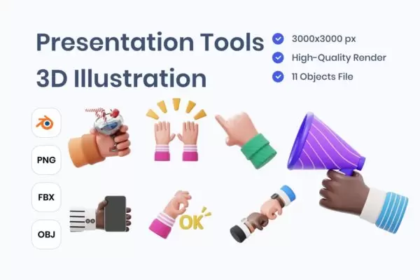 演讲相关3D图标 (PNG)免费下载