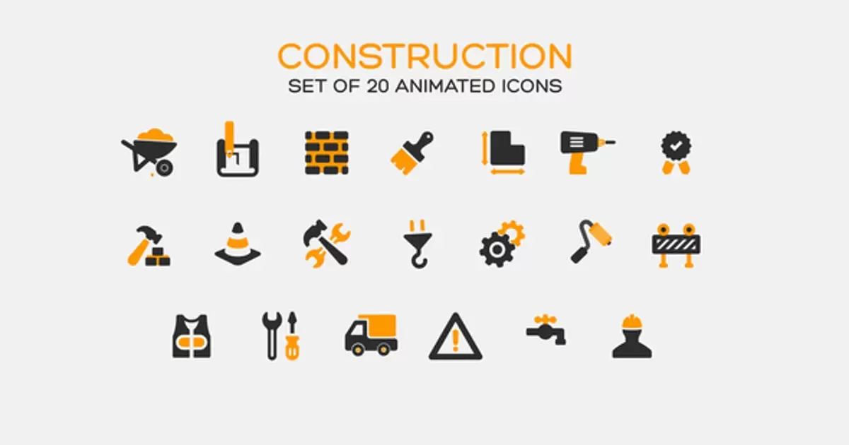 建筑工地施工图标AE视频模版Construction Icons插图