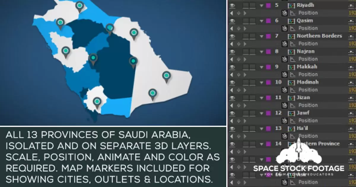 沙特阿拉伯地图套件AE视频模版Saudi Arabia Map Kit插图
