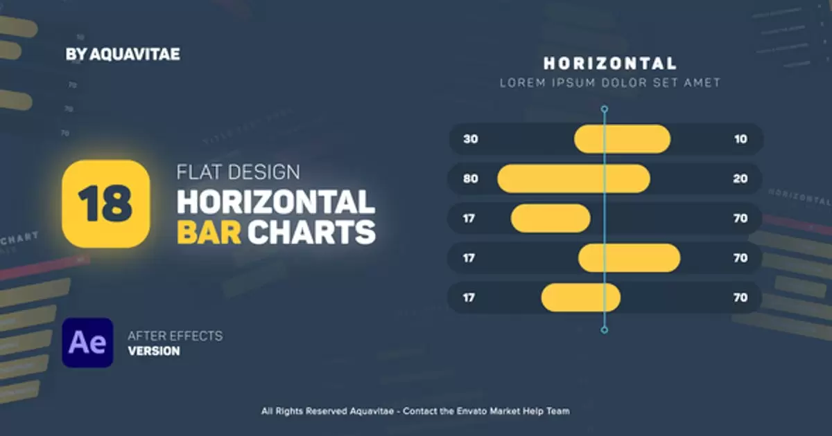 平面设计水平条形图AE视频模版Flat Design Horizontal Bar Charts插图