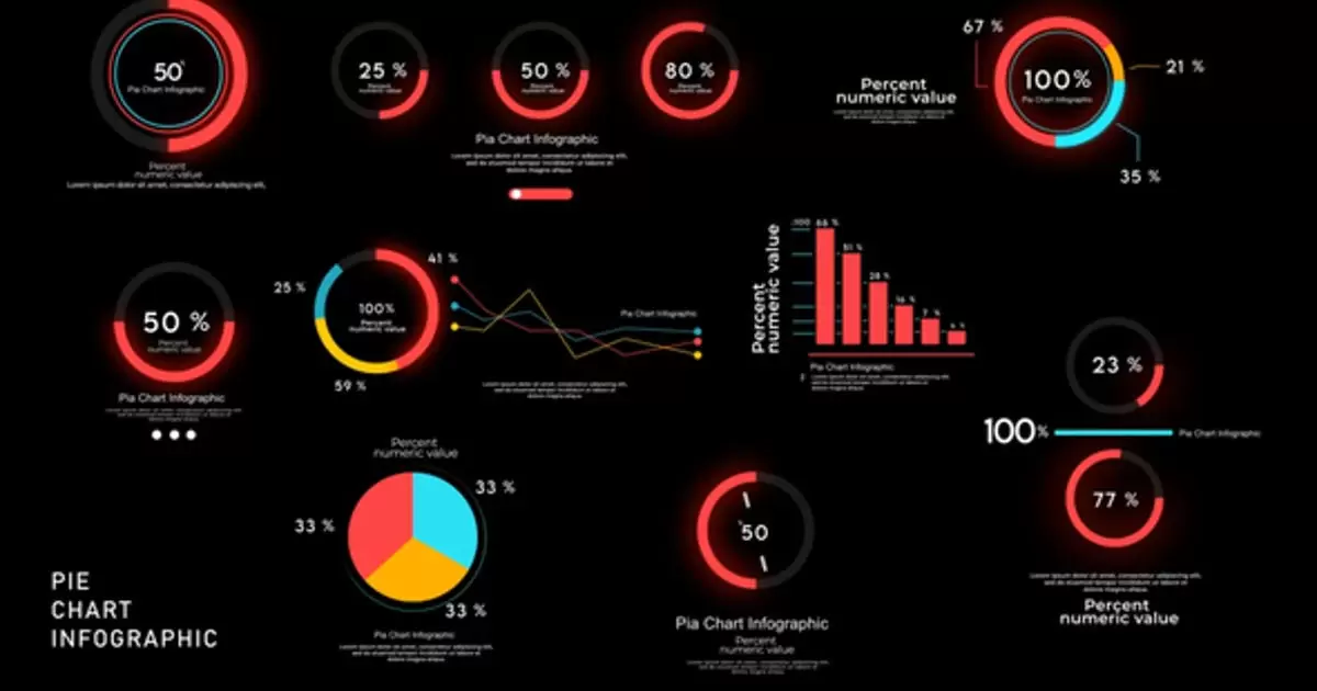 饼图信息图表AE视频模版Pie Chart Infographics插图