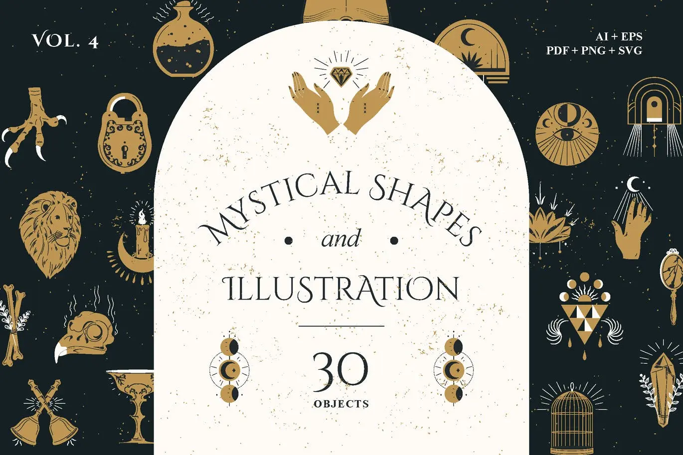 时尚高端优雅神秘图形插图插画大集合-AI，EPS，PDF，PNG，SVG插图