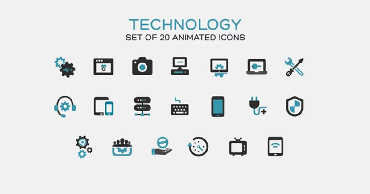 技术数据电脑动画图标AE视频模版Technology Icons插图