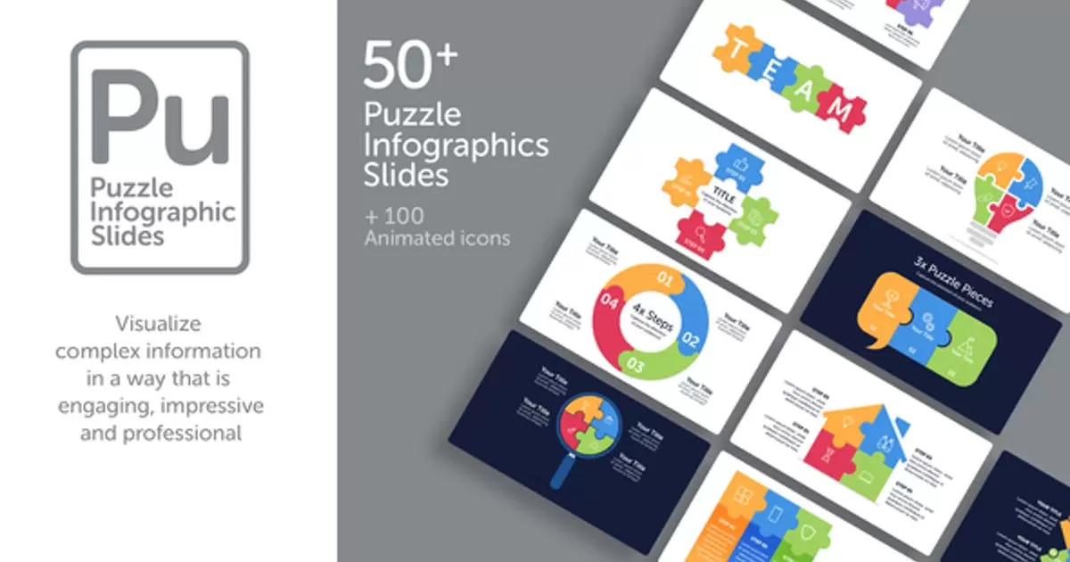 拼图信息图幻灯片AE视频模版Puzzle Infographic Slides插图