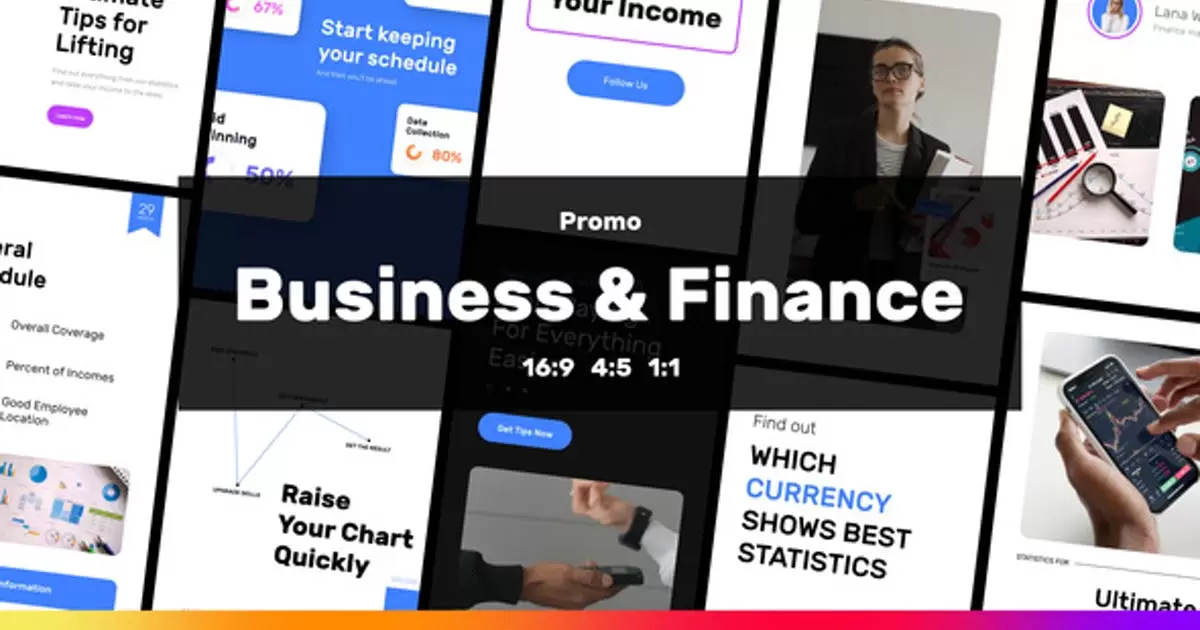 商业和金融幻灯片故事ui动画AE视频模版Business and Finance Slideshow Stories and Posts插图