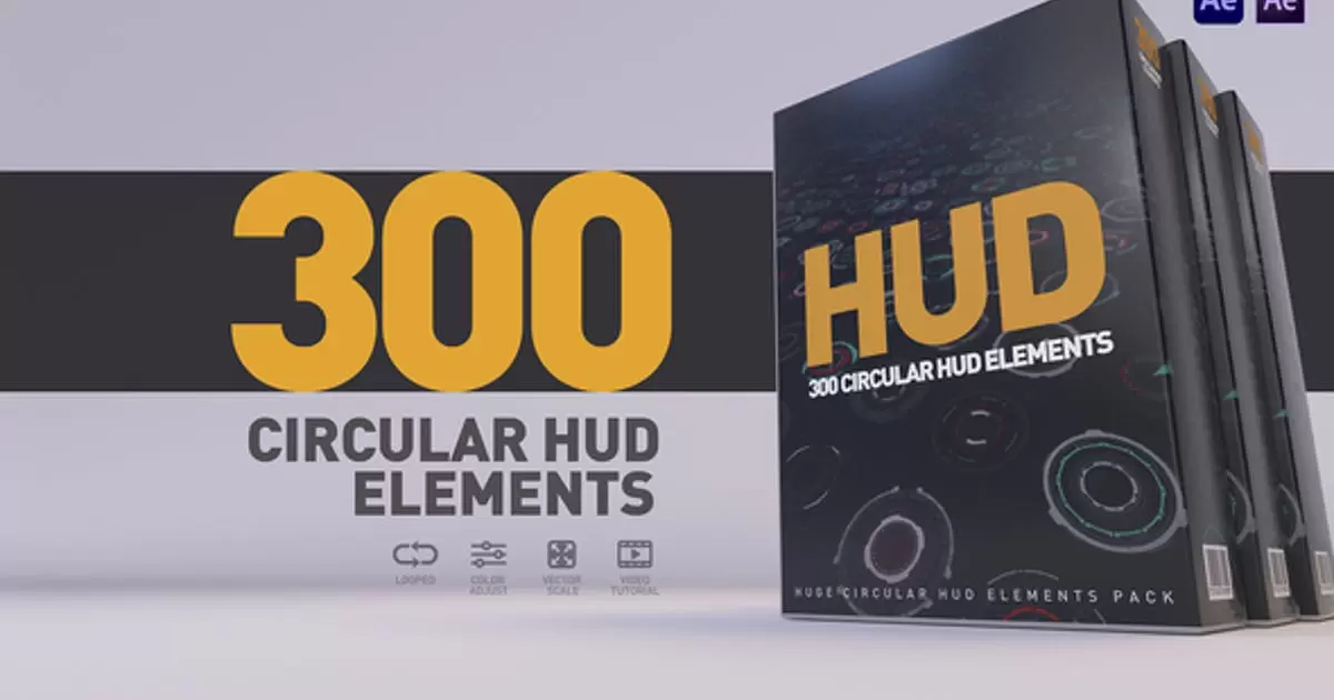 HUD 300组超酷动画数据信息图AE视频模版HUD 300