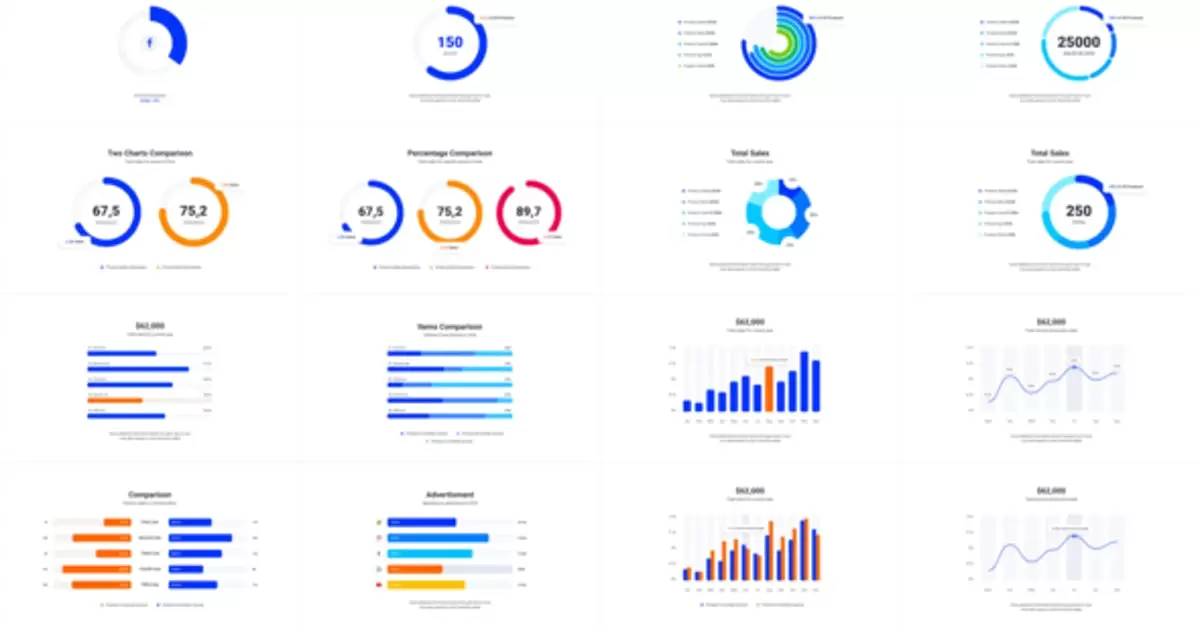 白色信息图表包数据动画元素AE视频模版Infographics Charts Pack插图