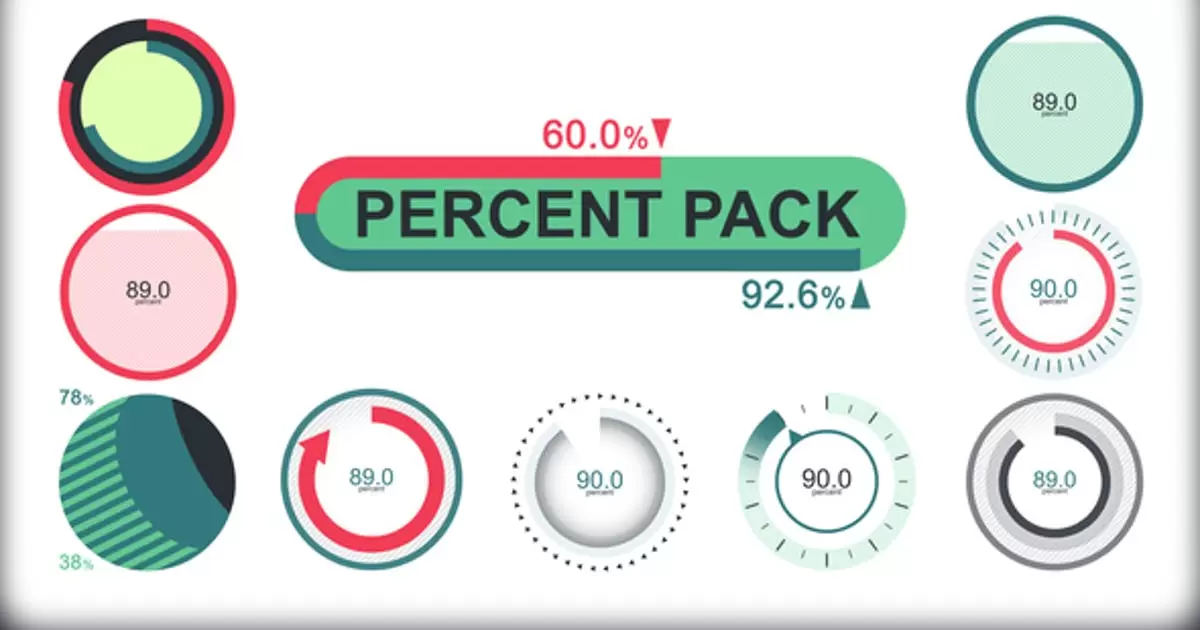 百分比包装圆形加载动画AE视频模版Percent Pack插图