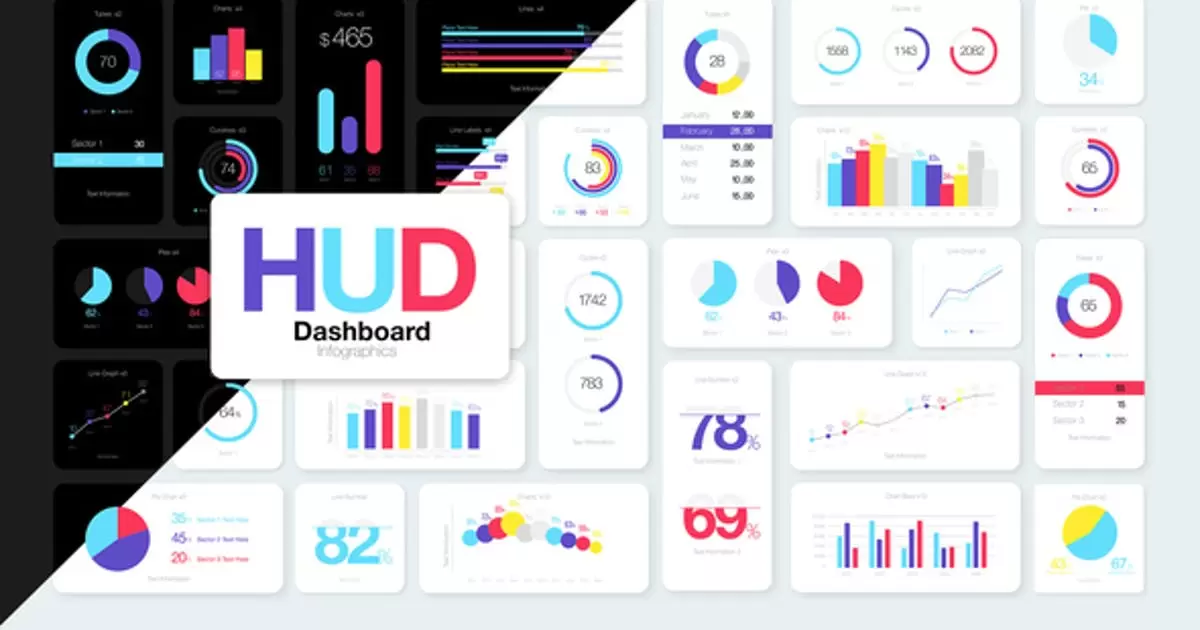 HUD仪表板信息图表AE视频模版HUD Dashboard Infographics插图