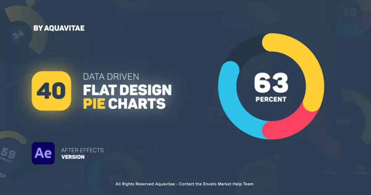 平面设计饼图动画元素40组AE视频模版Flat Design Pie Charts插图