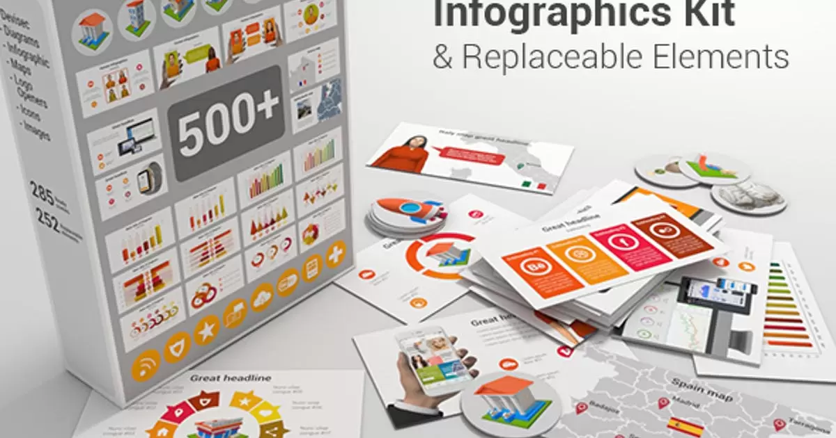 信息图表集和元素动画500组+AE视频模版Infographics Set插图