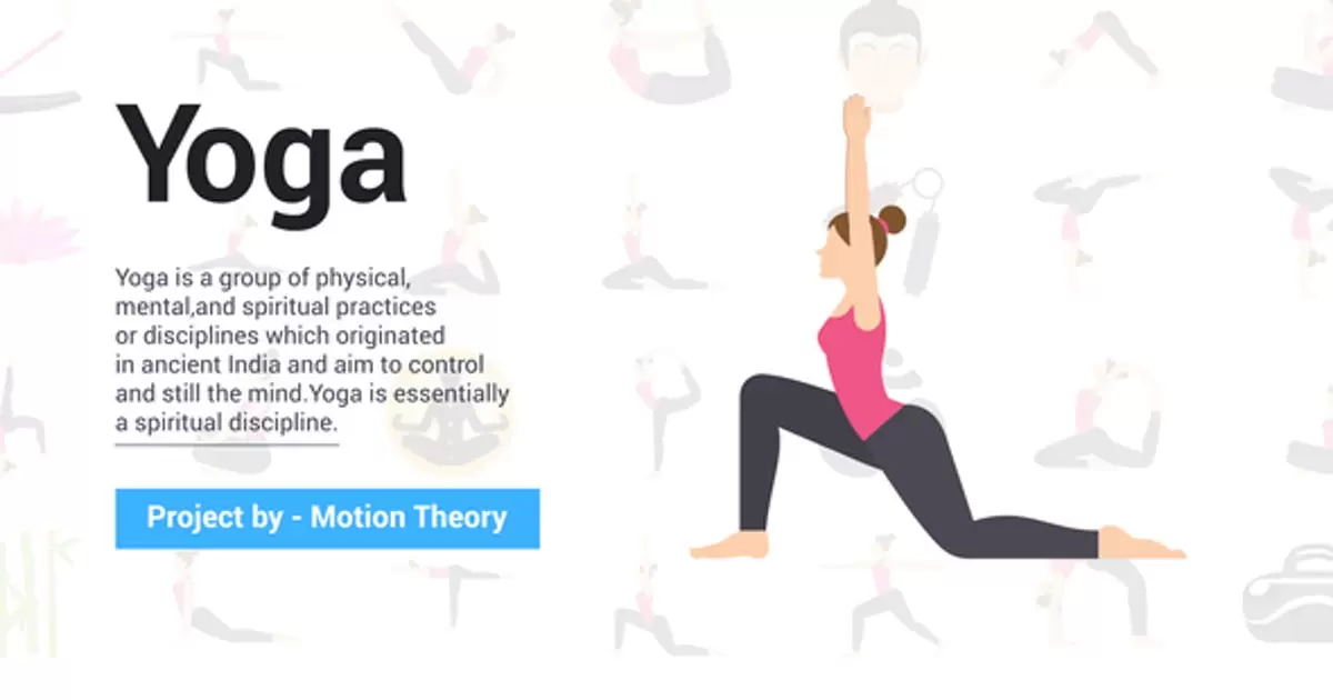 卡通瑜伽动作图标动画AE视频模版Yoga Icons插图
