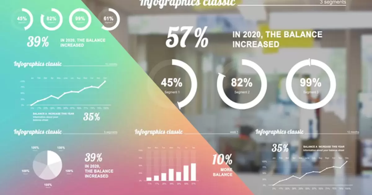 白色信息图表AE视频模版Infographics white