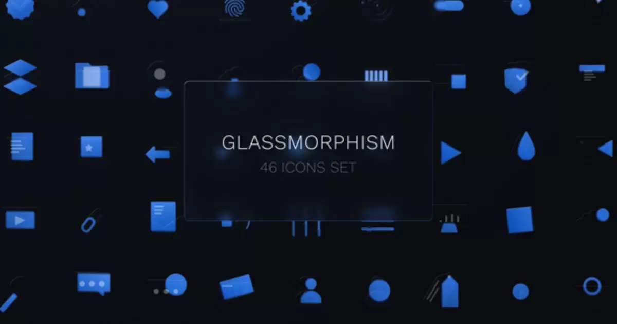 玻璃形态蓝色毛玻璃动画图标包AE视频模版Glassmorphism | Glass Icons Pack插图
