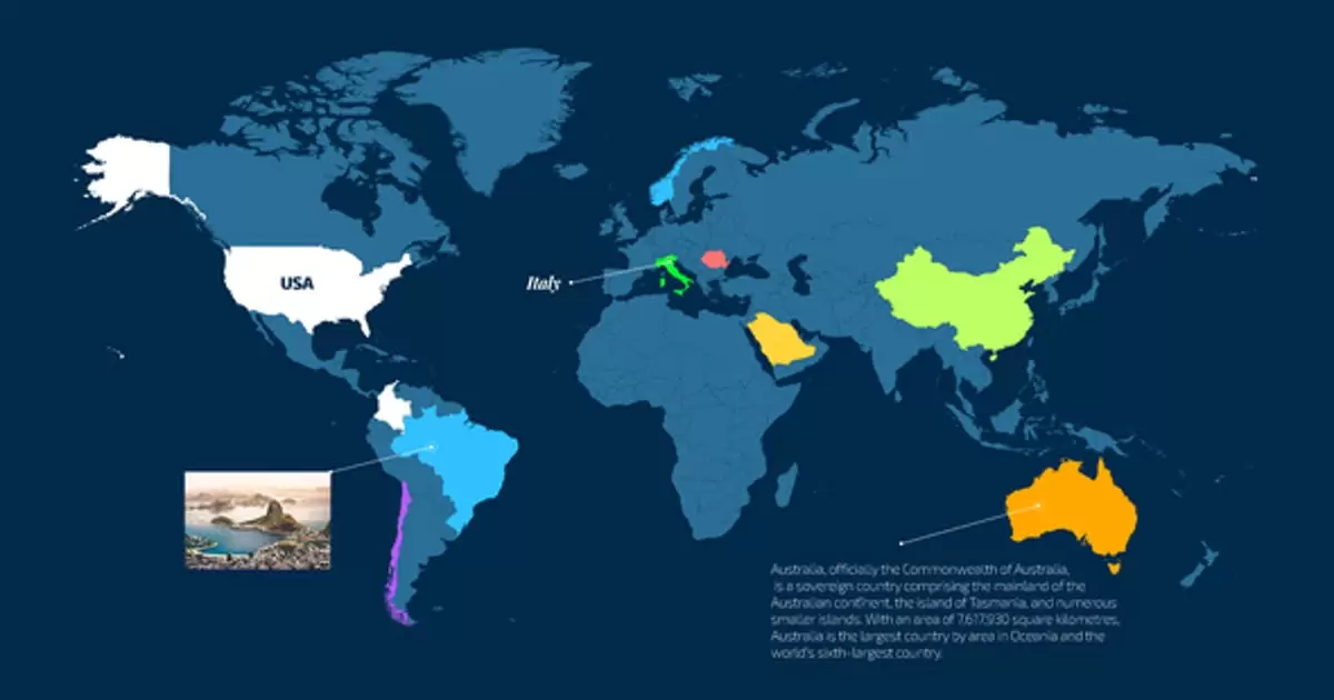 世界地图地点标注信息AE视频模版World Map Info