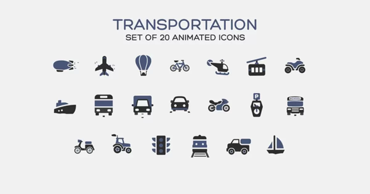 运输交通工具图标AE视频模版Transportation Icons插图