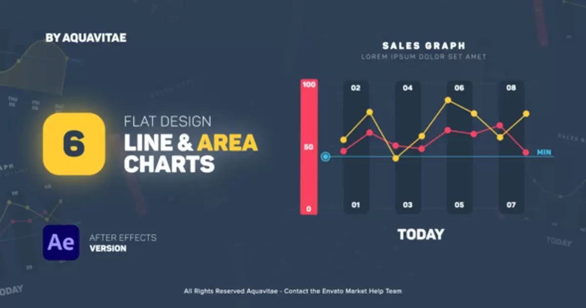 平面设计线图和面积图AE视频模版Flat Design Line & Area Charts