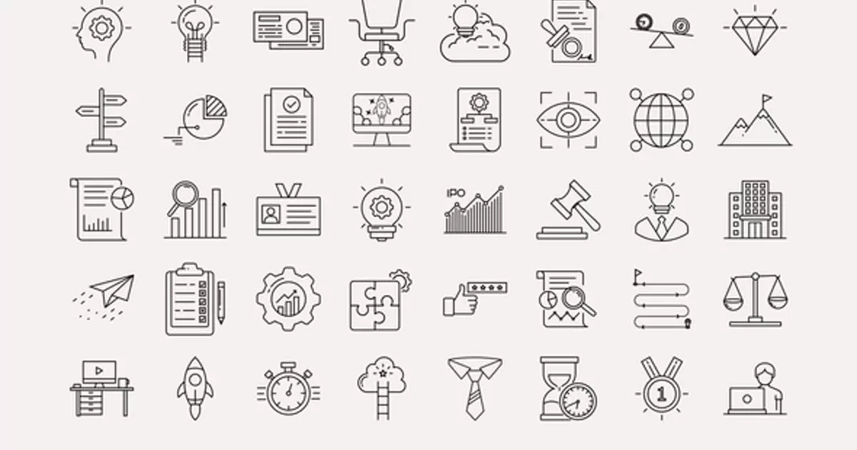 业务和启动行图标动画元素AE视频模版Business & Startup Line Icons